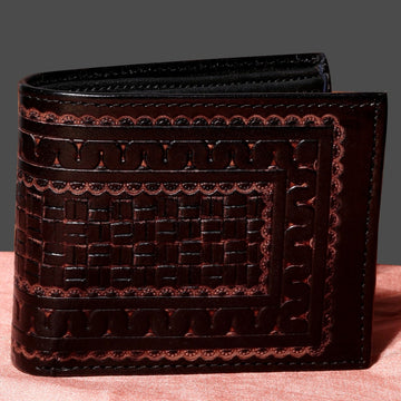 Hemener Men Black Carved Genuine Leather Wallet