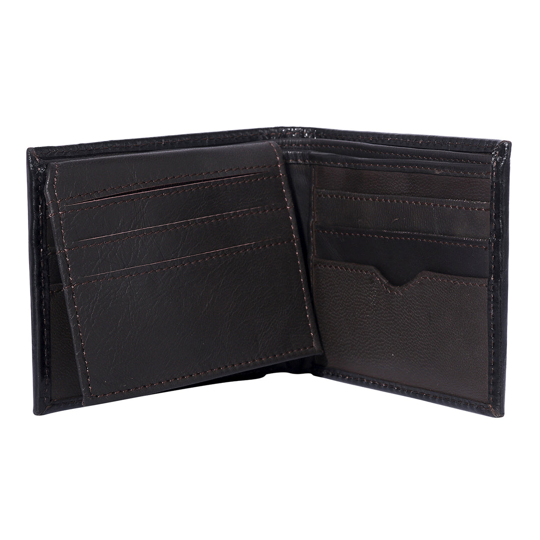 Hemener Men Dark Brown Carved Genuine Leather Wallet