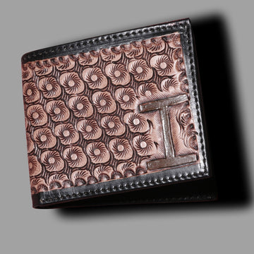 Hemener Men Dark Brown Carved Genuine Leather Wallet