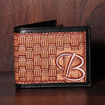 Hemener Men Brown Carved Genuine Leather Wallet