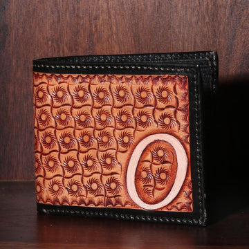 Hemener Men Brown Carved Genuine Leather Wallet