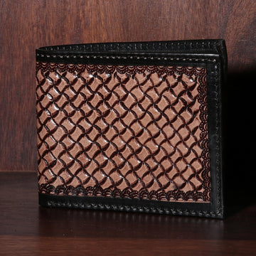 Hemener Men Brown Carved Genuine Leather Wallet