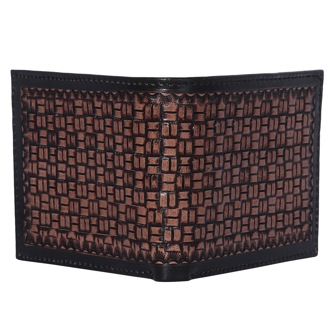 Hemener Men Dark Brown Carved Genuine Leather Wallet