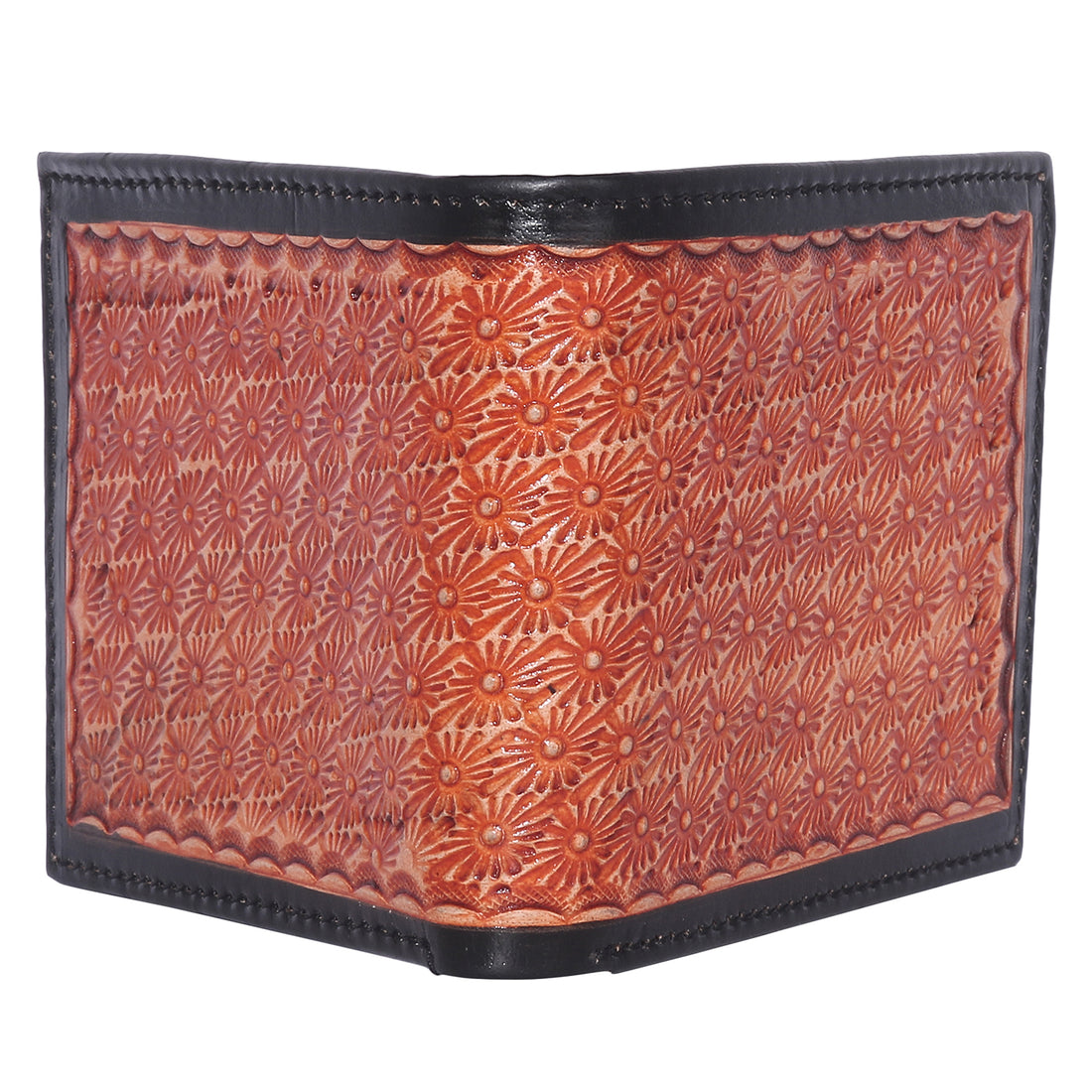 Hemener Men Red Carved Genuine Leather Wallet