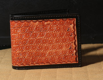 Hemener Men Red Carved Genuine Leather Wallet