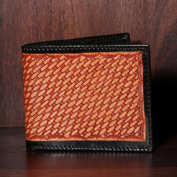 Hemener Men Red Carved Genuine Leather Wallet