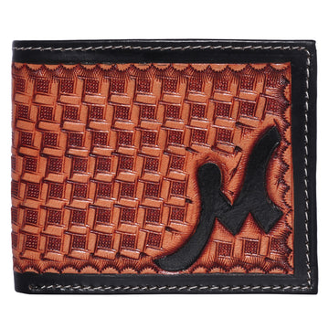 Hemener Men Brown Carved Genuine Leather Wallet