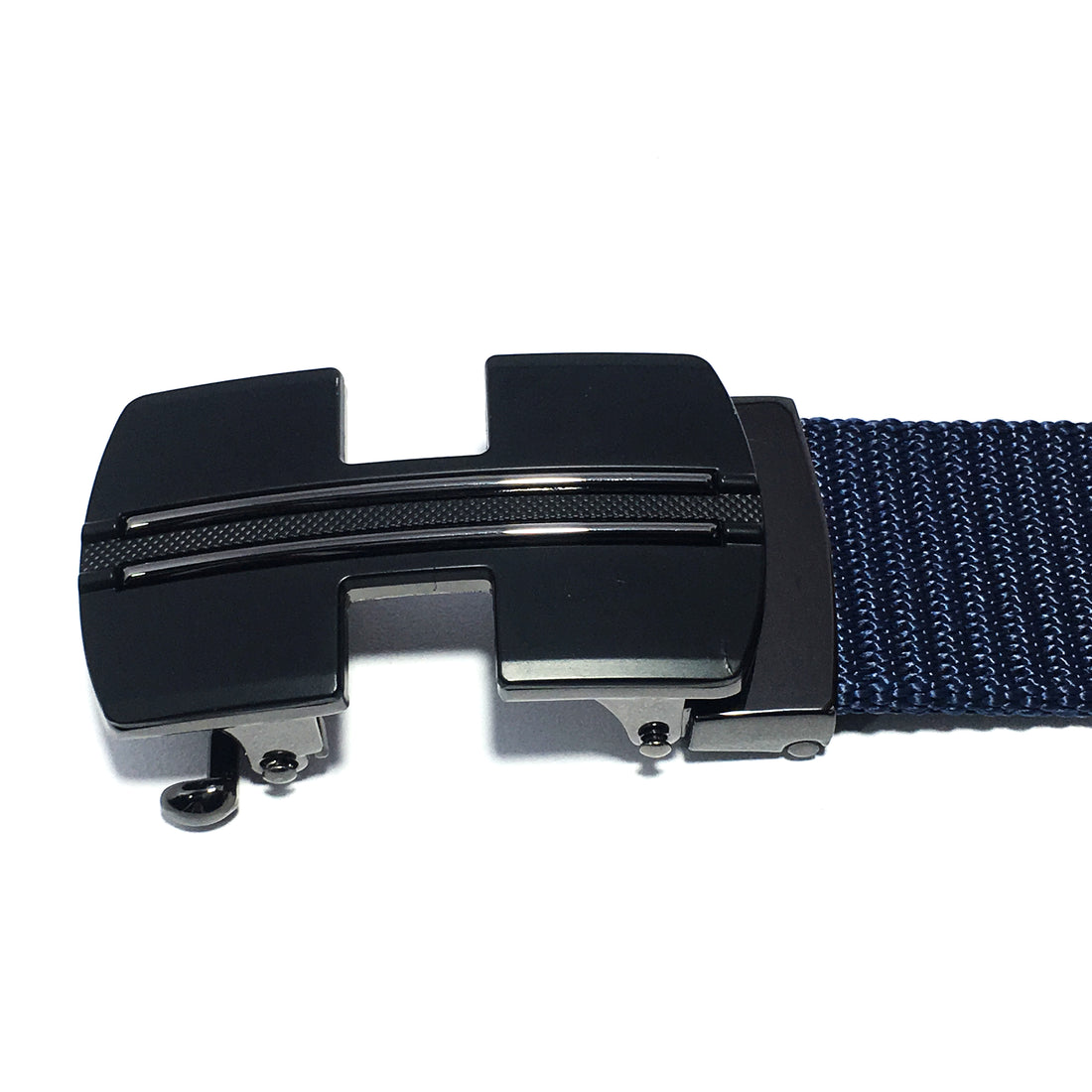 Hemener Unisex Metal Auto Grip Buckle Blue Nylon Canvas Belt