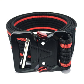 Hemener Unisex Black Metal Push Lock Buckle Nylon Canvas Braided Belt