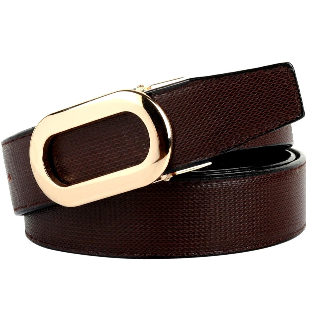 Hemener Men Alloy Buckle Reversible Leather Belt